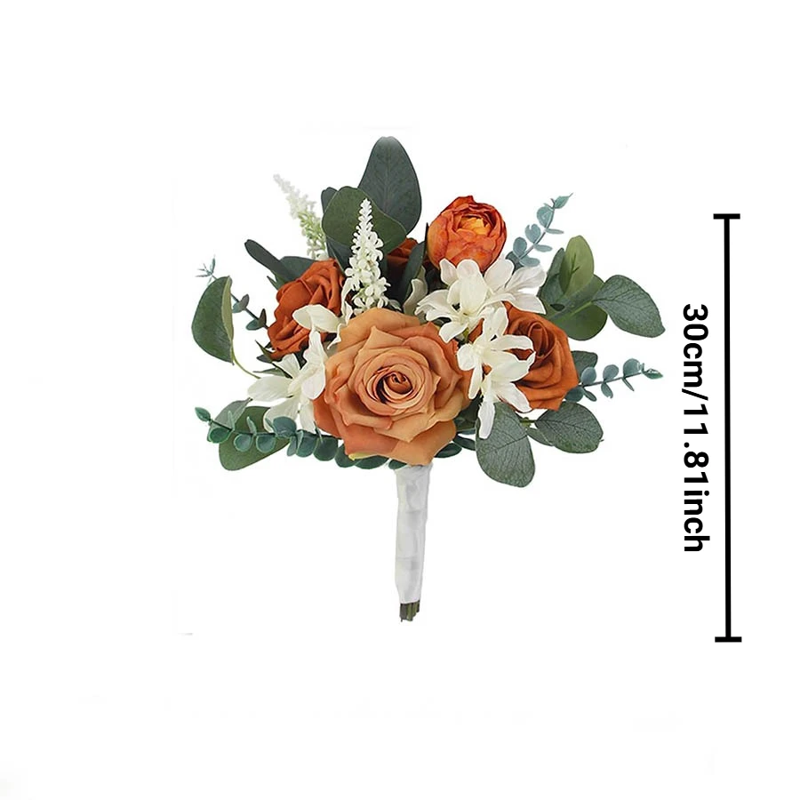 باقات زفاف الخريف لوصيفات العروس المحروقة باللون البرتقالي المريمية باقة وصيفة العروس الاصطناعية لحفلات الزفاف وحفلات التخرج باقة زهور صغيرة