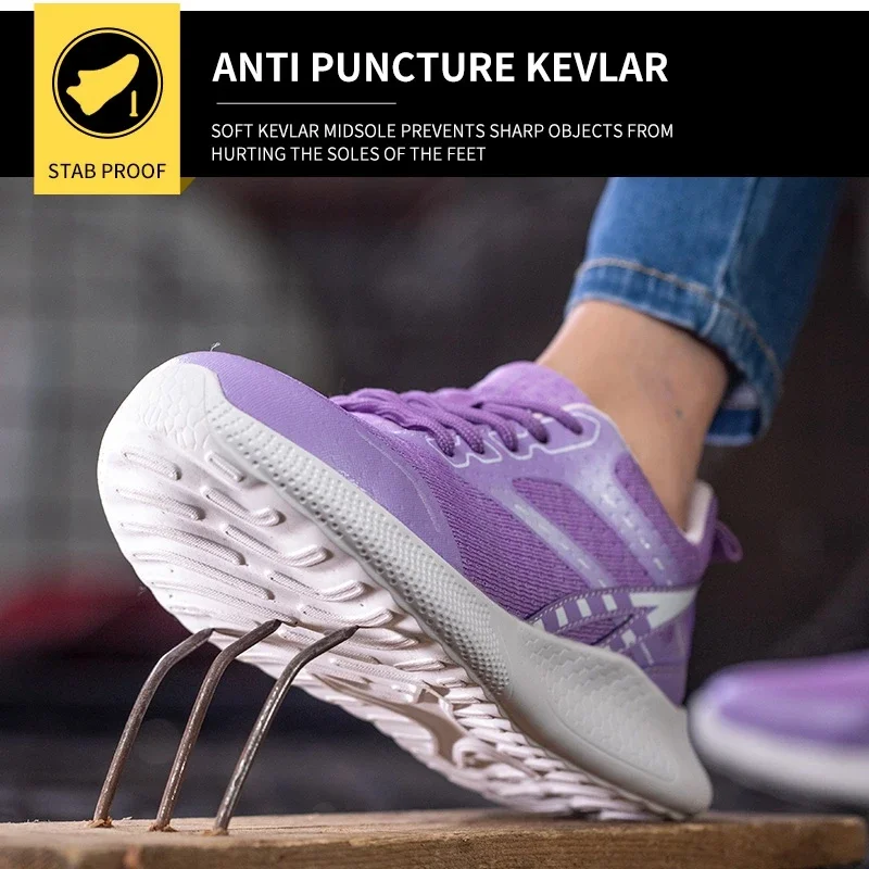 Zapatos de seguridad con punta de acero Indestructible para mujer, zapatillas de trabajo ligeras, calzado antigolpes, novedad de 2023