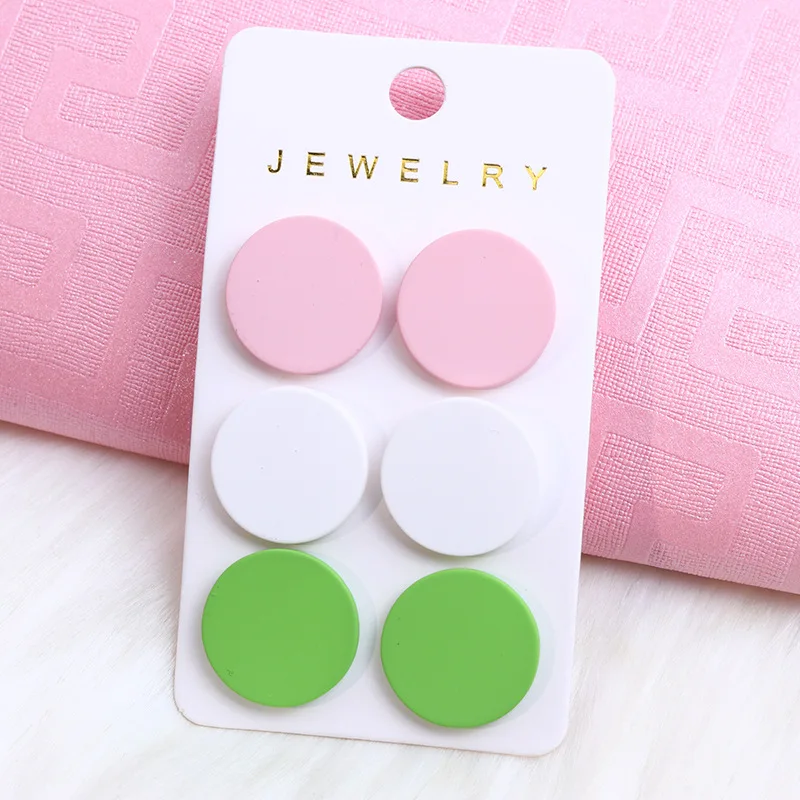 New Valentine\'s Day Earring Set Fashion Colorful Round Hexagonal Love Acrylic Earrings For Women Jewelry Gift