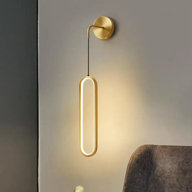 

Bathroom LED Ring Wall Lamp Nordic simple Bedside Gold mirror light Staircase reading Wall sconce Home indoor lighting Fixture