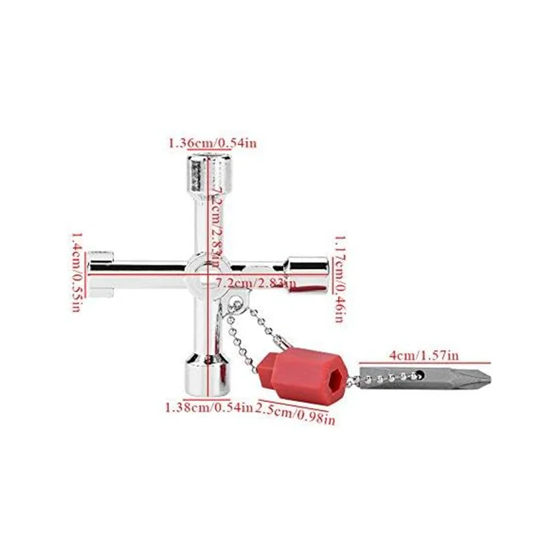 Mata kunci silang 4 cara Aloi seng multifungsi alat tukang listrik untuk meteran air katup kotak listrik lemari
