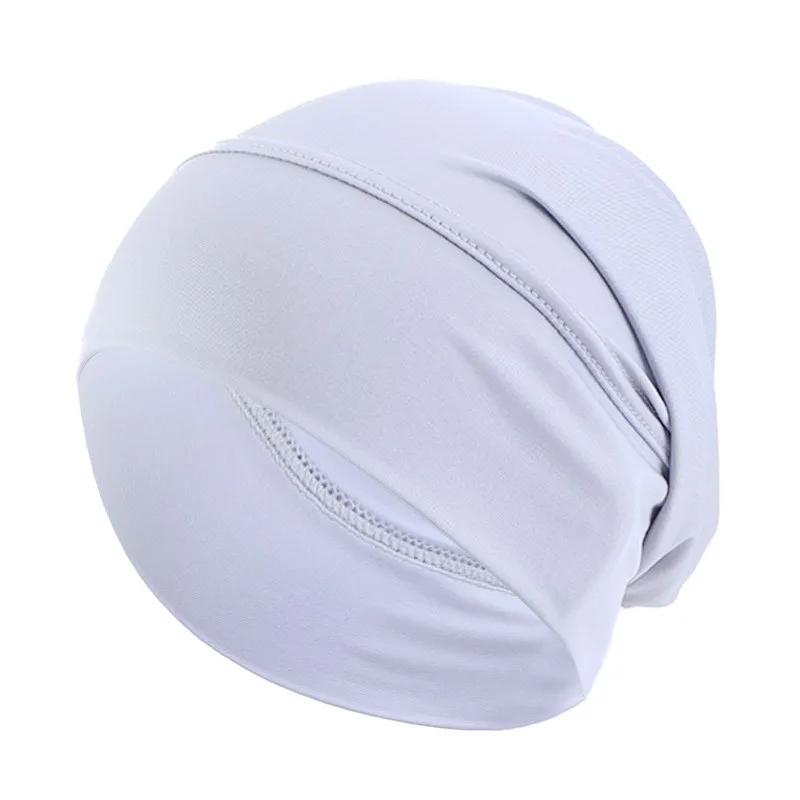 New Ethnic Elastic Headscarf Cap, Solid Color Base Cap for Women