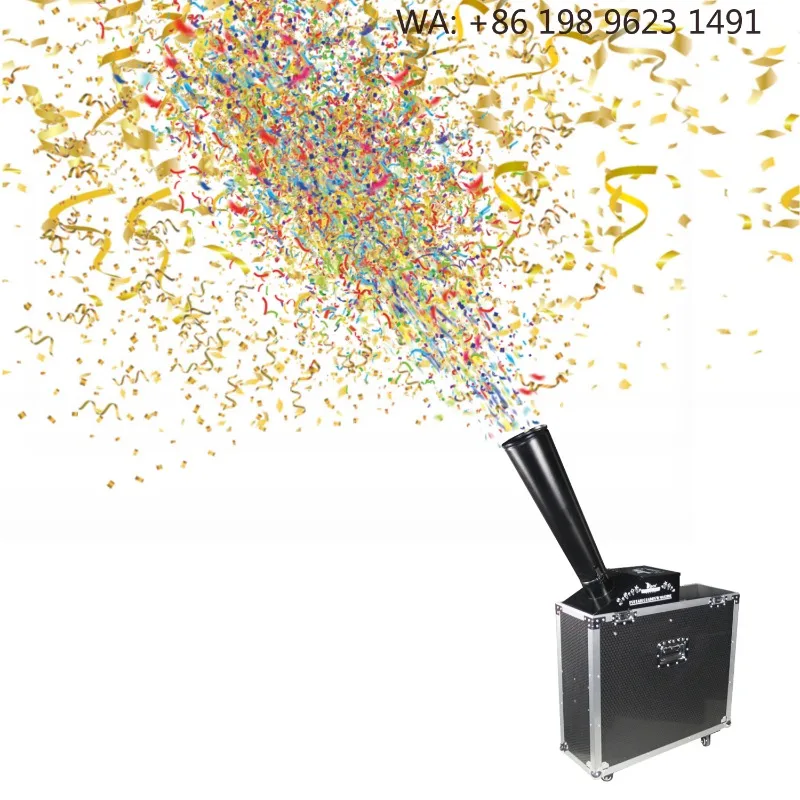 Blue Flight Case Equipped CO2 Paper Confetti Cannon with CO2 Tank Portable Stage Blaster for Wedding Party Festival FX Events