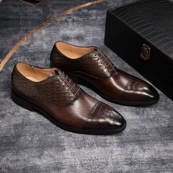 Luxury Genuine Leather Men's Oxford Dress Shoes Handmade Formal Lace-up Business Wedding Banquet Classic Men's Footwear
