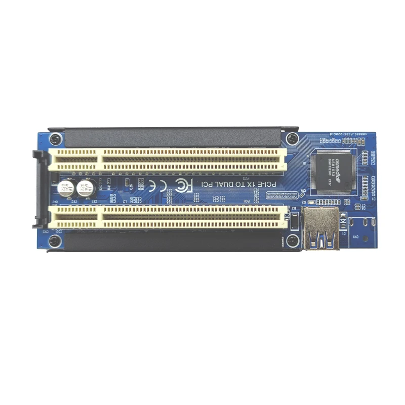 PCI-Express X1 to Dual PCI Slots Riser Extend Adapter Card PCI Add On Cards with USB 3.0 Cable for Serial SATA Sound Video Card