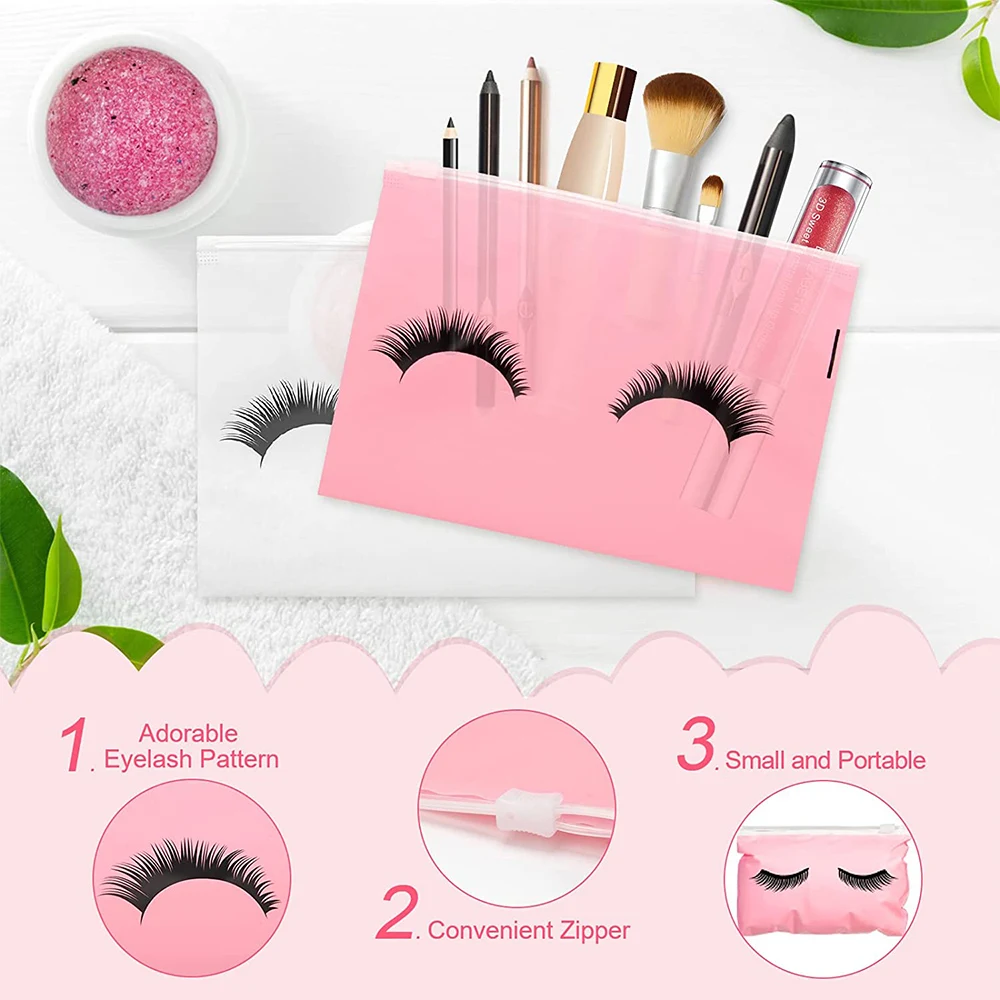 20Pcs Eyelash Aftercare Bags Reusable EVA Plastic Makeup Bags Toiletry Travel Storage Make Up Pouch Cosmetic Eyelashes Supplies