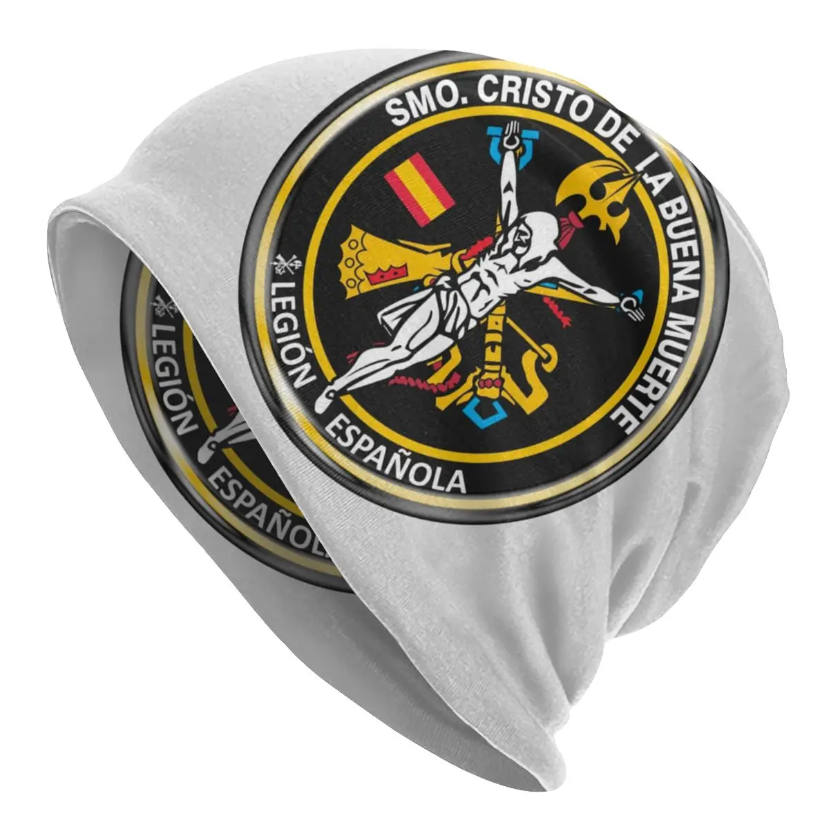 Custom Winter Warm Knitted Hats Adult Unisex Spanish Legion Skullies Beanies Caps Saint Christ of the Good Death Bonnet Hats