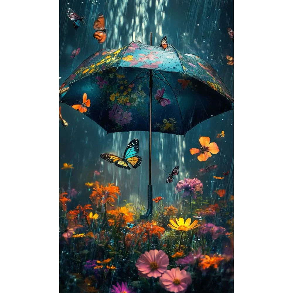 

500/1000/1200/2000 PCS Jigsaw Puzzles Beautiful Umbrellas and Butterflies Scenery Family Activity Games for Bedroom Home Decor