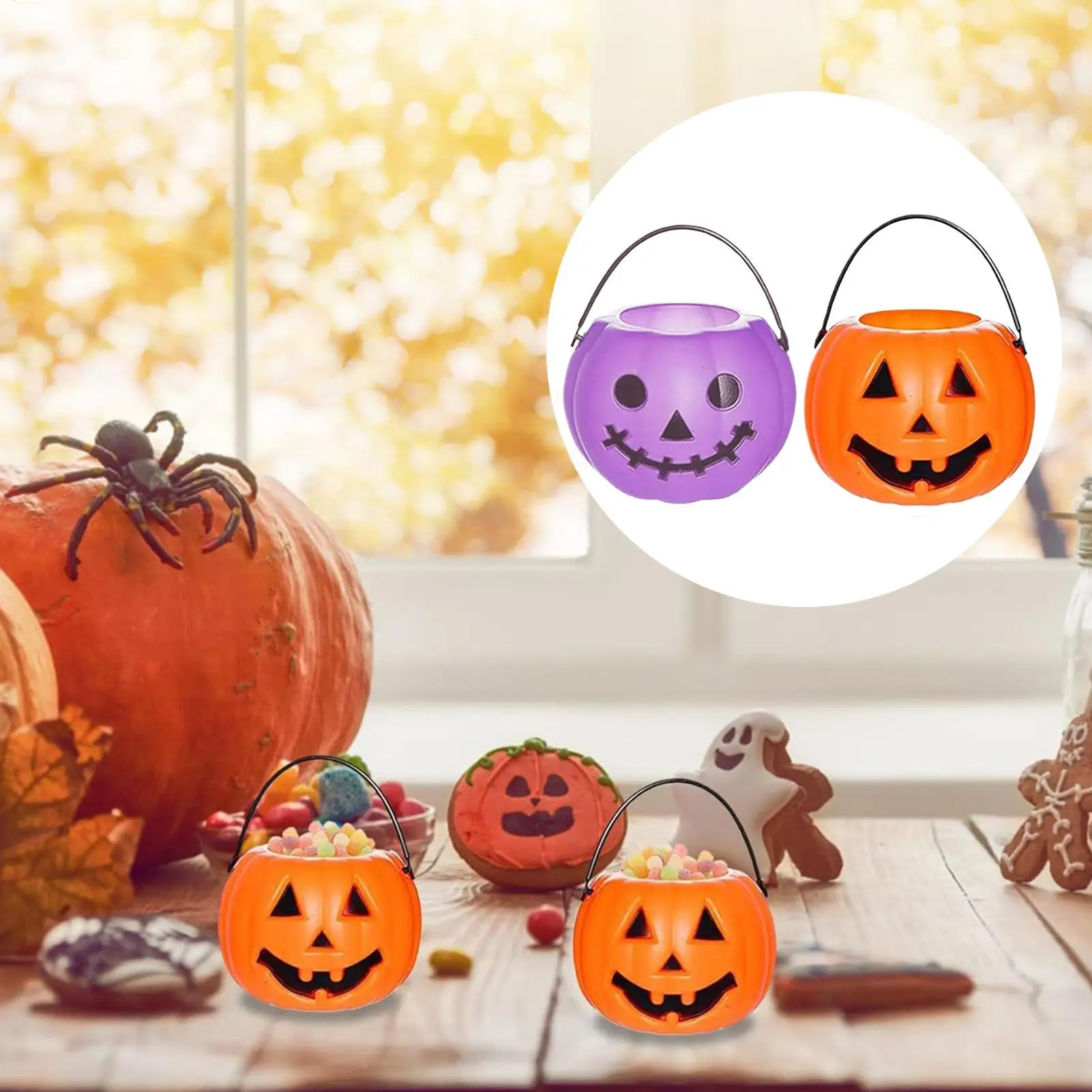 Trick Or Treat Bucket 6 Pieces Halloween Ghost Candy Holder Jack O Lantern Home Decor For Birthday Party Neighborhood Outdoor
