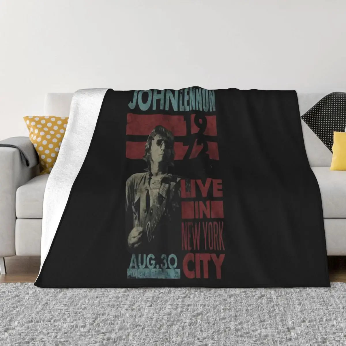 

John Histper Baju Lennon Tinggal Di Nyc 1972 Mens Unisex Retro Women Customized Customiz Throw Blanket