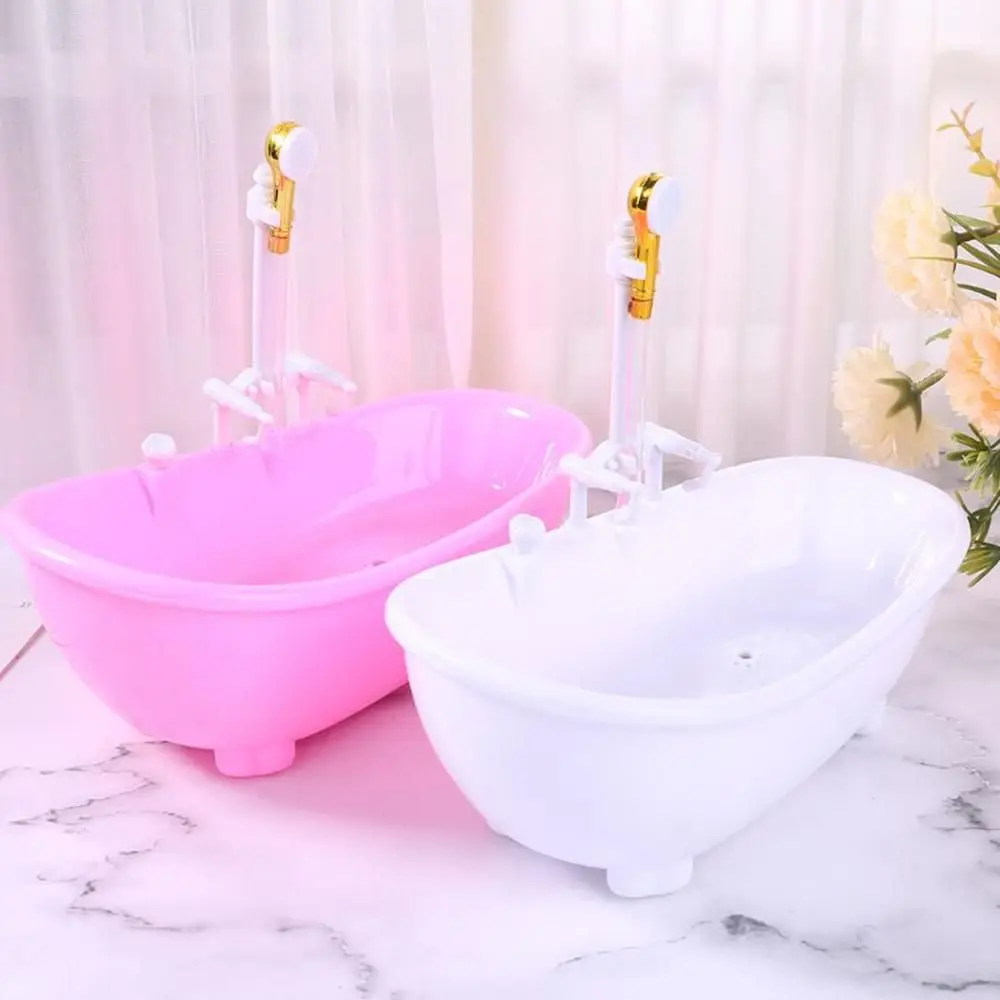 Funny Dollhouse Furniture Mini Bathroom Plastic Tub Miniatures Electric Bathtub 1:6 Scale Doll Accessories