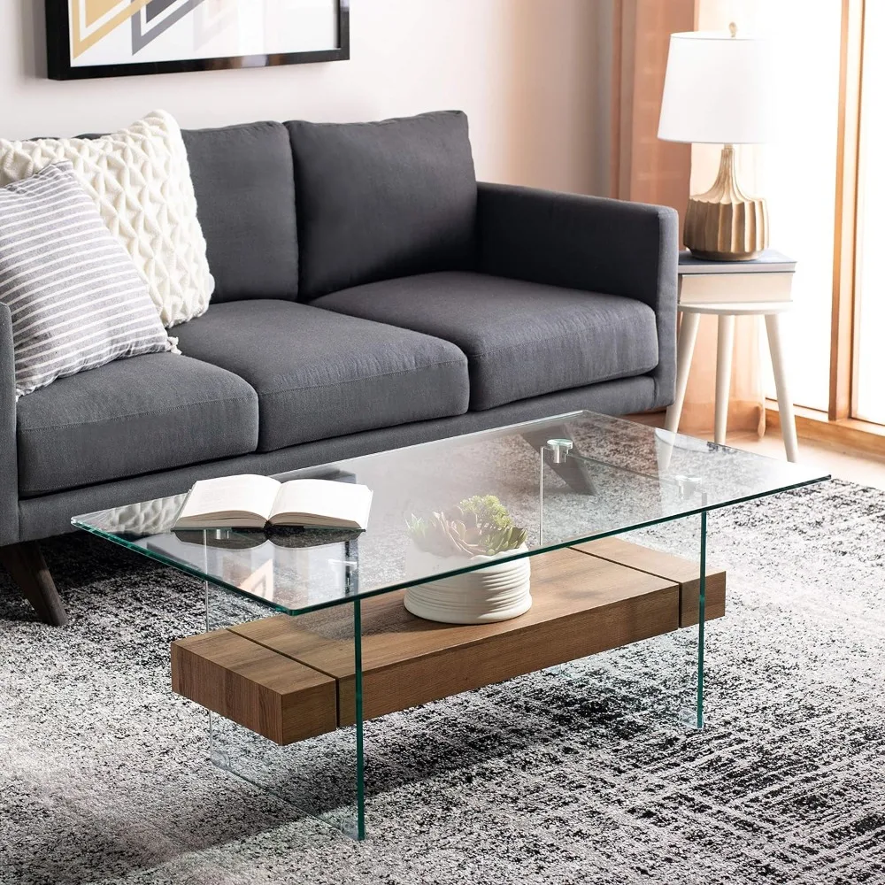 Safavieh-Kayley Grey Oak and Glass Coffee Table, Início