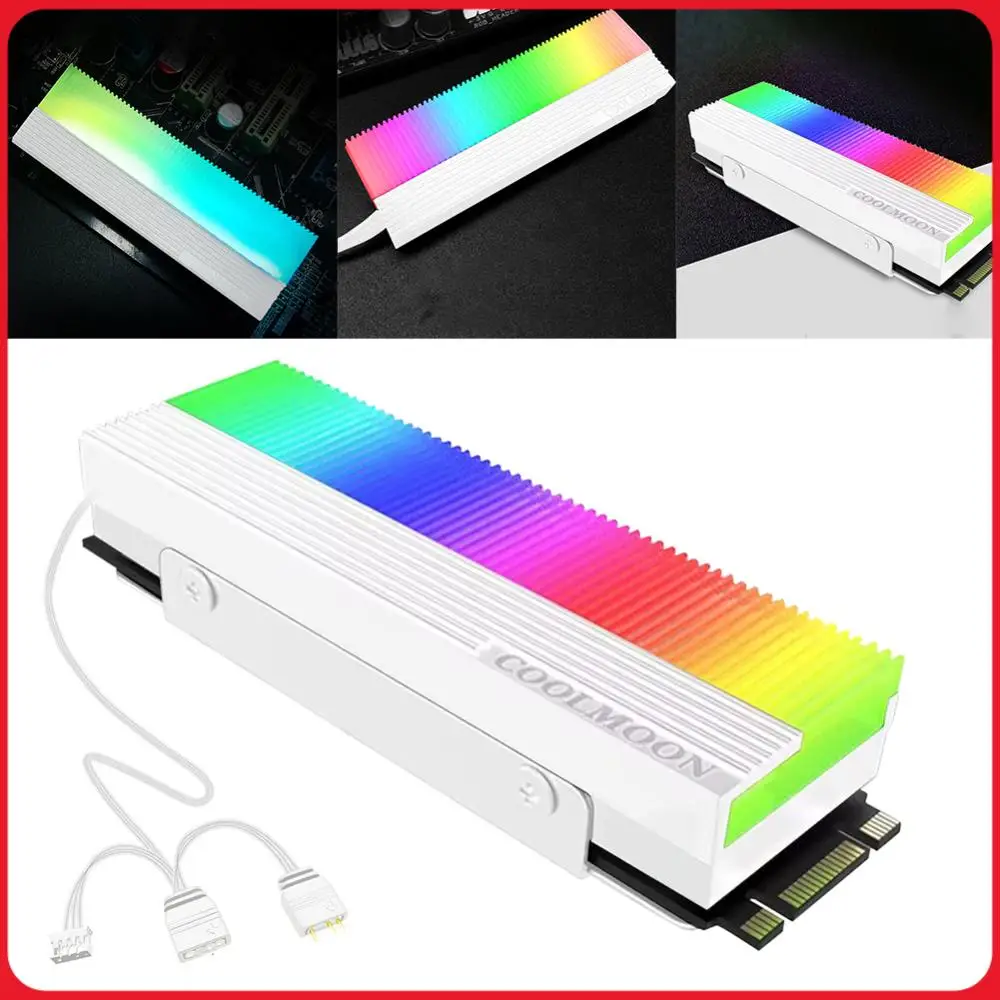 

Кулер для SSD M.2 2280, алюминиевый радиатор с двойным интерфейсом 5V 3PIN ARGB, для SSD M.2 2280