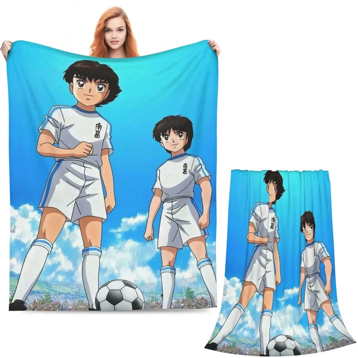 Captains Tsubasas Japan Football Anime Blankets Soft Warm Flannel Throw  Bedspread for Bed Living room Picnic Travel Home Couch