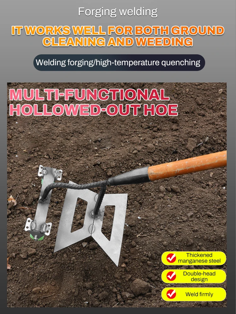 

Manual Push Wheeled Hoe,Agricultural Land Turning Loose Soil Hoe Hand Plow/Manual Plough Rake Hoe Agricultural Farming Equipment
