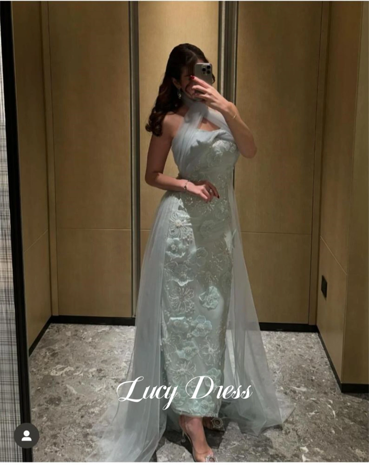 Lucy 3D Flower Decoration Eid Dress Wedding Party Satin Mesh Graduation Gown Evening Dresses for Special Occasions Ball Gowns