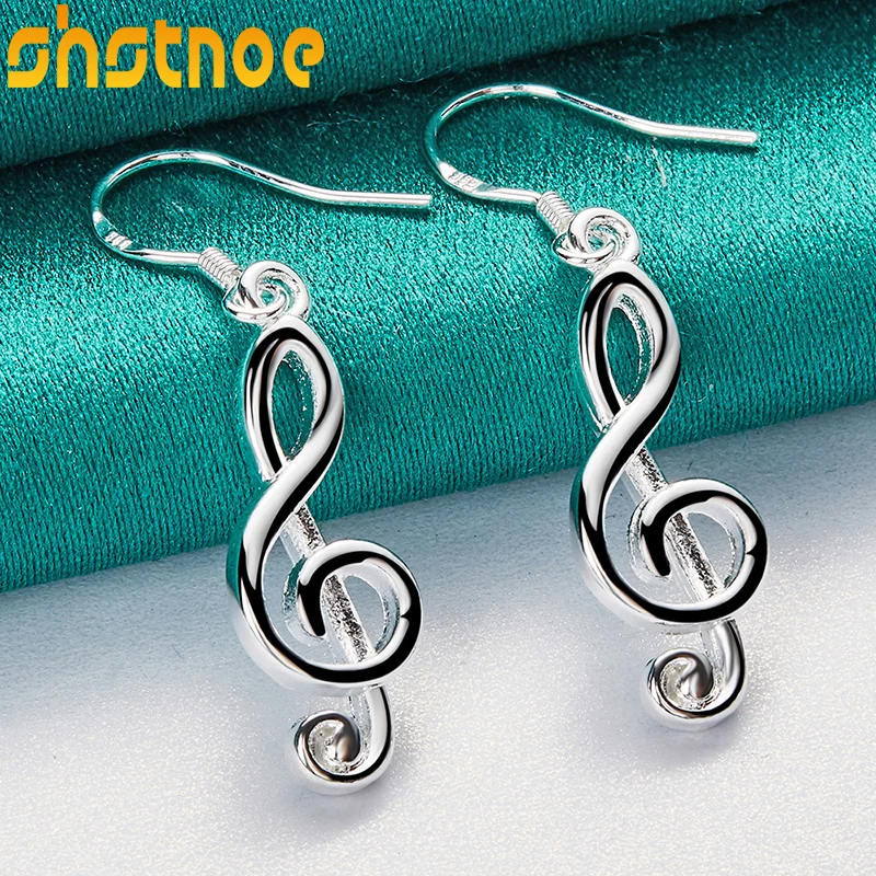 925 Sterling Silver Musical Note Drop Earrings For Women Party Engagement Wedding Valentines Gift Fashion Jewelry