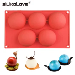 SILIKOLOVE Large 5-Cavity Semi Sphere Silicone Baking Mold for Chocolate Bomb Cake Jelly Dome Mousse DIY Kitchen Accessories