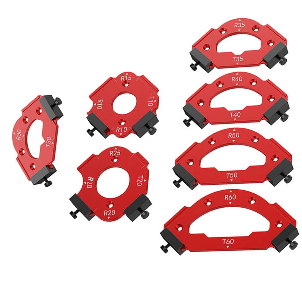 7pcs Table Corner Routing Jig Radius Template Trimming Aluminium Alloy R10-R60 Corner Radius Template Power Tools