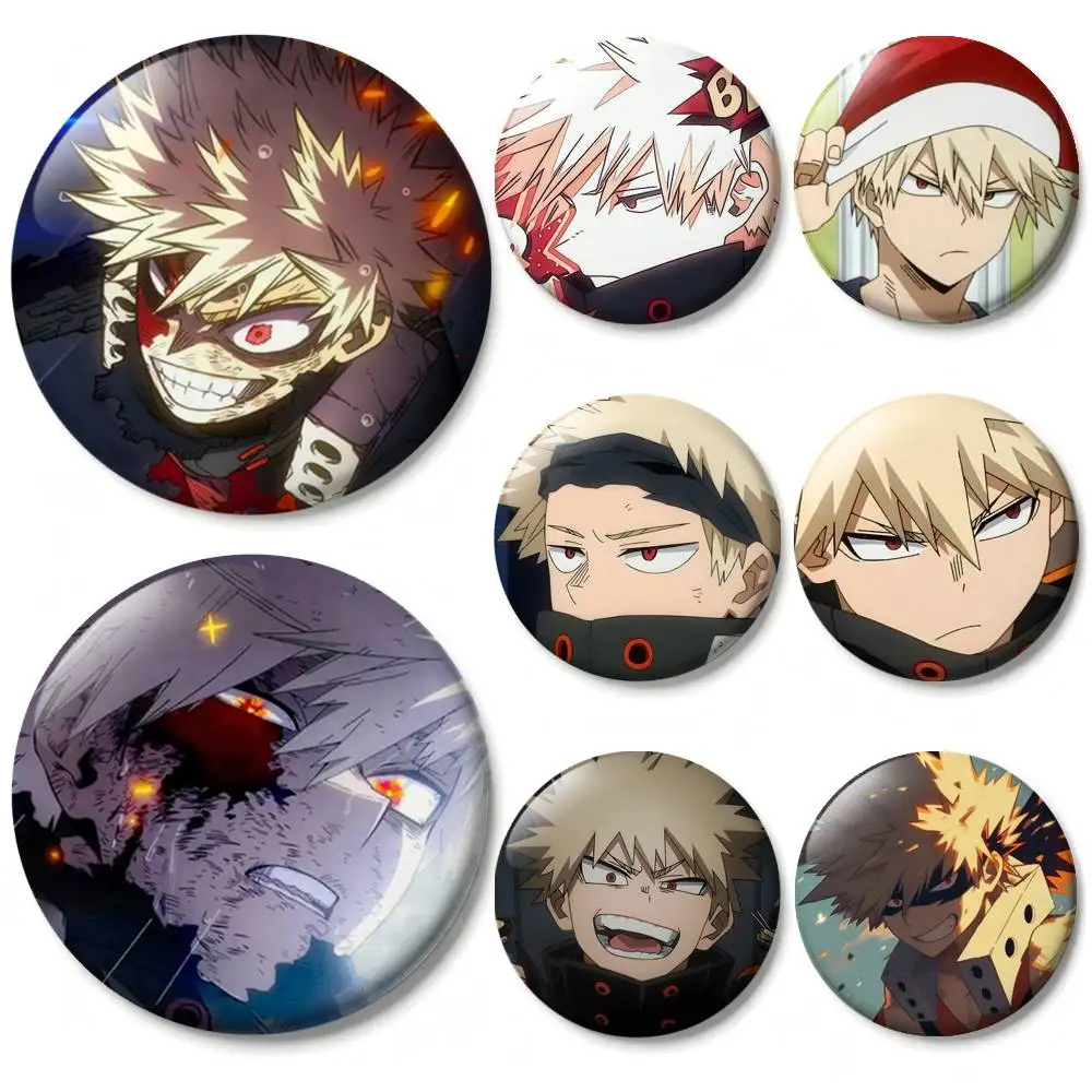 B-Bakugo A-Anime K-Katsuki Badges 25 32 44 58 75 mm Round Fans Collect Friends Gifts Brooch Souvenir