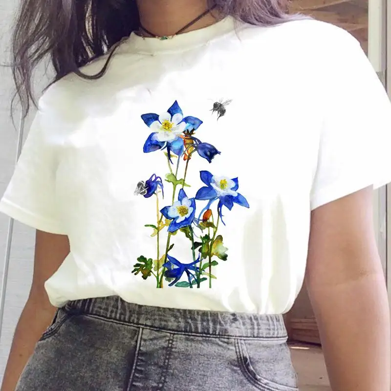 

Floral Print T-irt Women's Faion High Ne Long Sve Slim Fit Trendy Clothing Youthful Sle Summer Collection