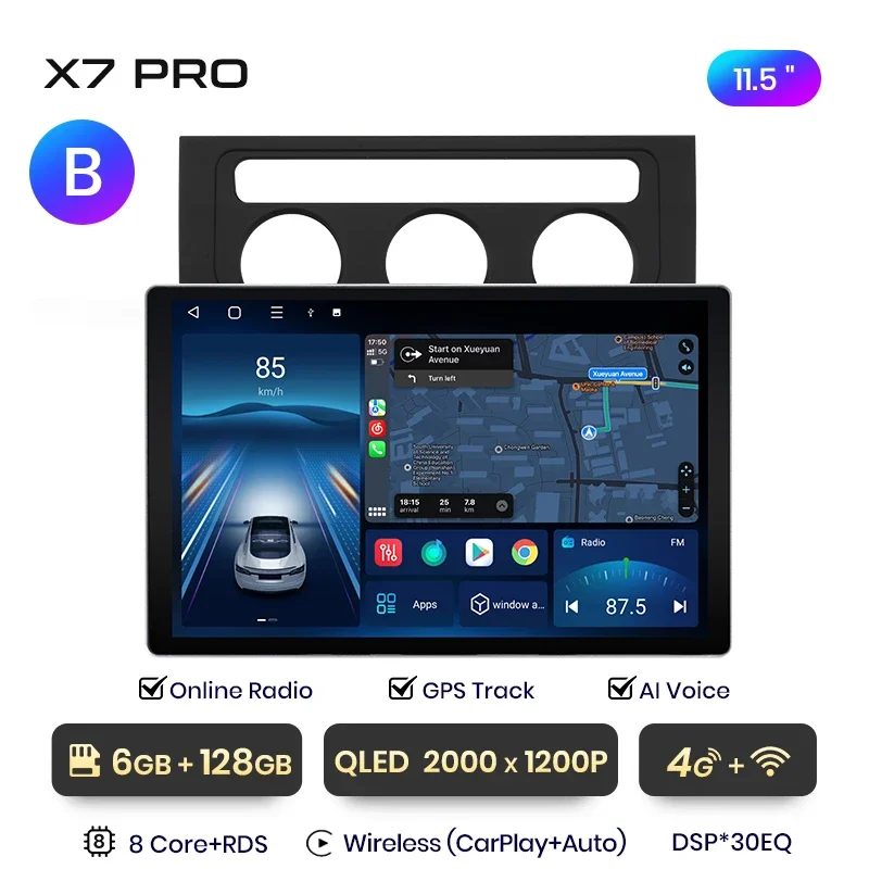 Junsun X7 PRO 11.5“ 2K AI Voice draadloze CarPlay Android Auto autoradio voor Volkswagen Touran 1 2003 - 2010 Multimedia autoradi