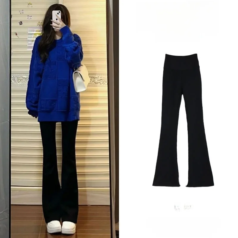 

Женские расклешенные брюки для йоги Bla с высокой талией, утягивающие, на флисовой подкладке, с эффектом драпировки, повседневные, свободного кроя, весна-осень