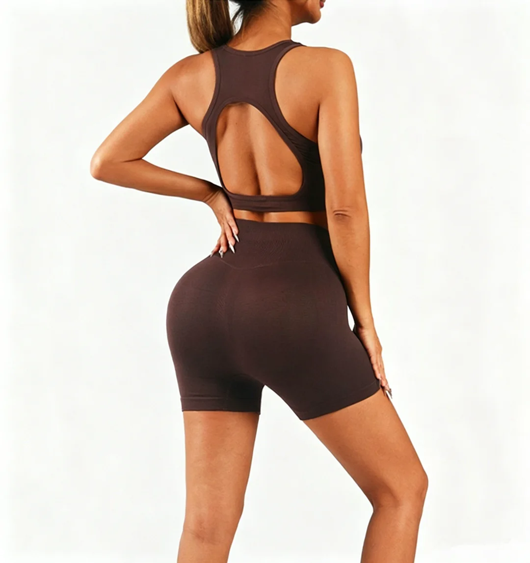 High Waisted Seamless Leggings and Padded Sports Bra Set