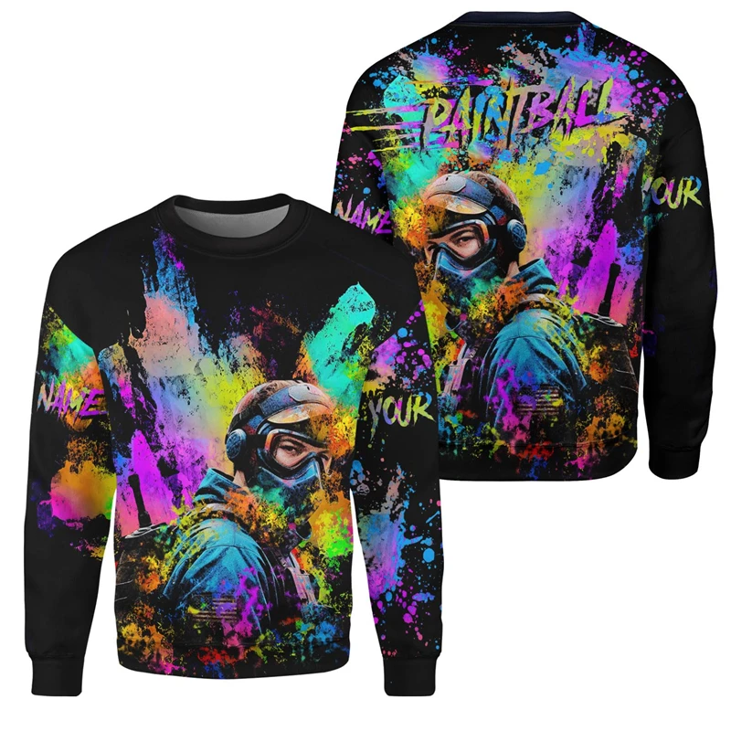 Paintball Graffiti 3D Graphic Sweaters Man Chilren Pullover Hoodies Casual Funny Designer Clothes Men Personality Sweatshirts