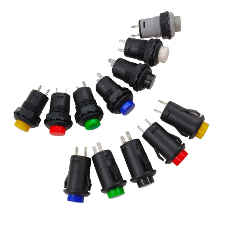 10PCS DS-428/427 Circular Button Switch Unlocking Self locking Switch Thread Type Opening 12mm Multiple ColorsDS-425