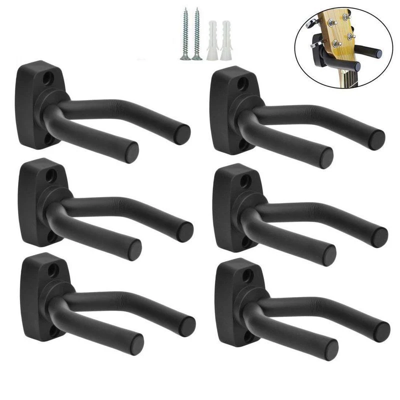 Black Guitar Hanger Hook Holder Wall Mount Display With Screws Fits Most Guitars