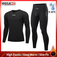 WOSAWE Winter Motorcycle Thermal Underwear Sets Men Quick Dry Stretch Base Layers Compression Shirts and Pants Fitness Shapewear