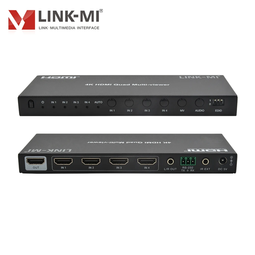4x1 HDMI 4K@30Hz 10.2Gbps Multi-viewer & Seamless Switcher - 8 Modes(PIP/PBP/Quad), Audio De-embed, EDID, IR/RS-232 Control
