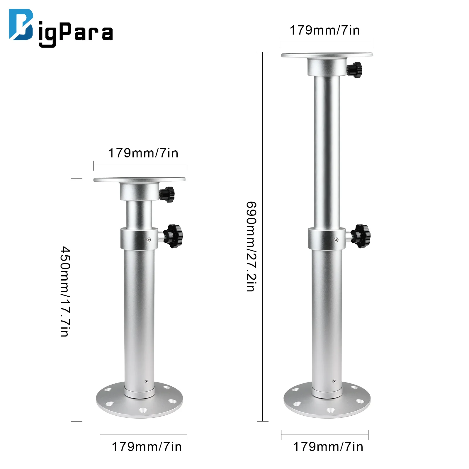 

Adjustable table legs with aluminum removable base | Height 17.8-27.2 inches | Suitable for RV, camper, boat, yacht tabletop.