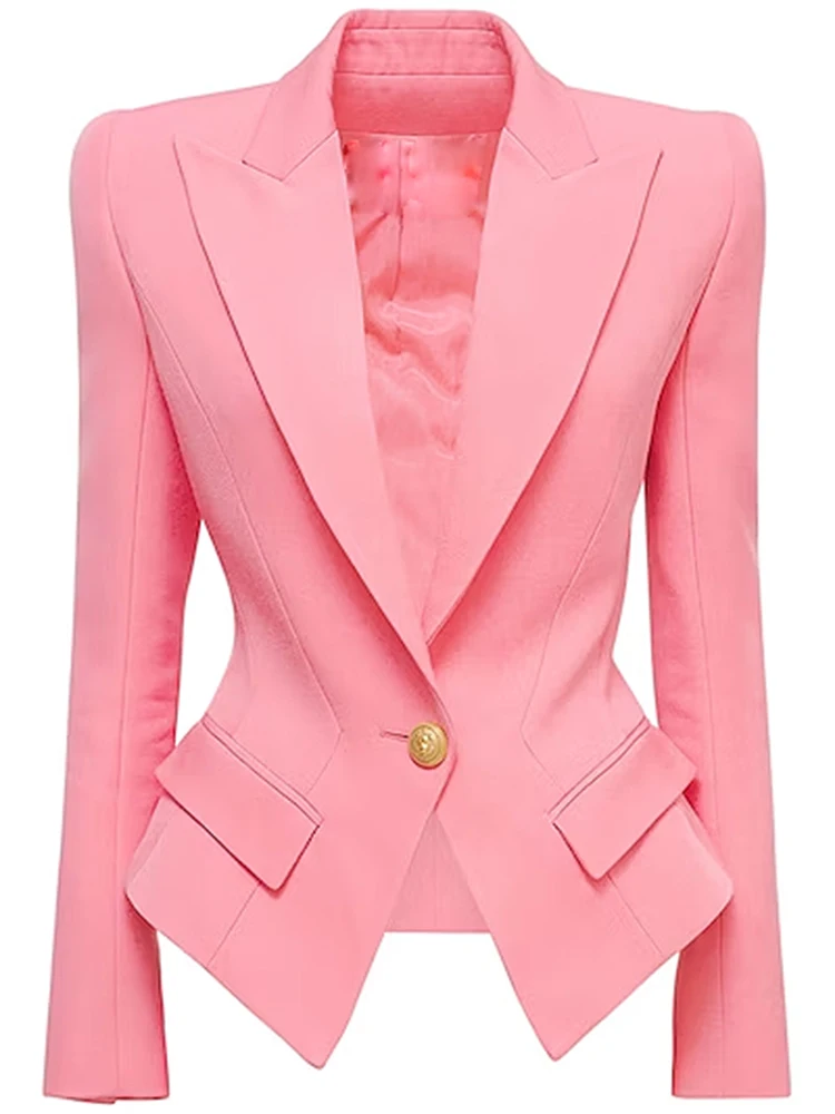 HIGH QUALITY Newest 2024 Designer Jacket Women\'s Slim Fitting Single Button Lapel Blazer