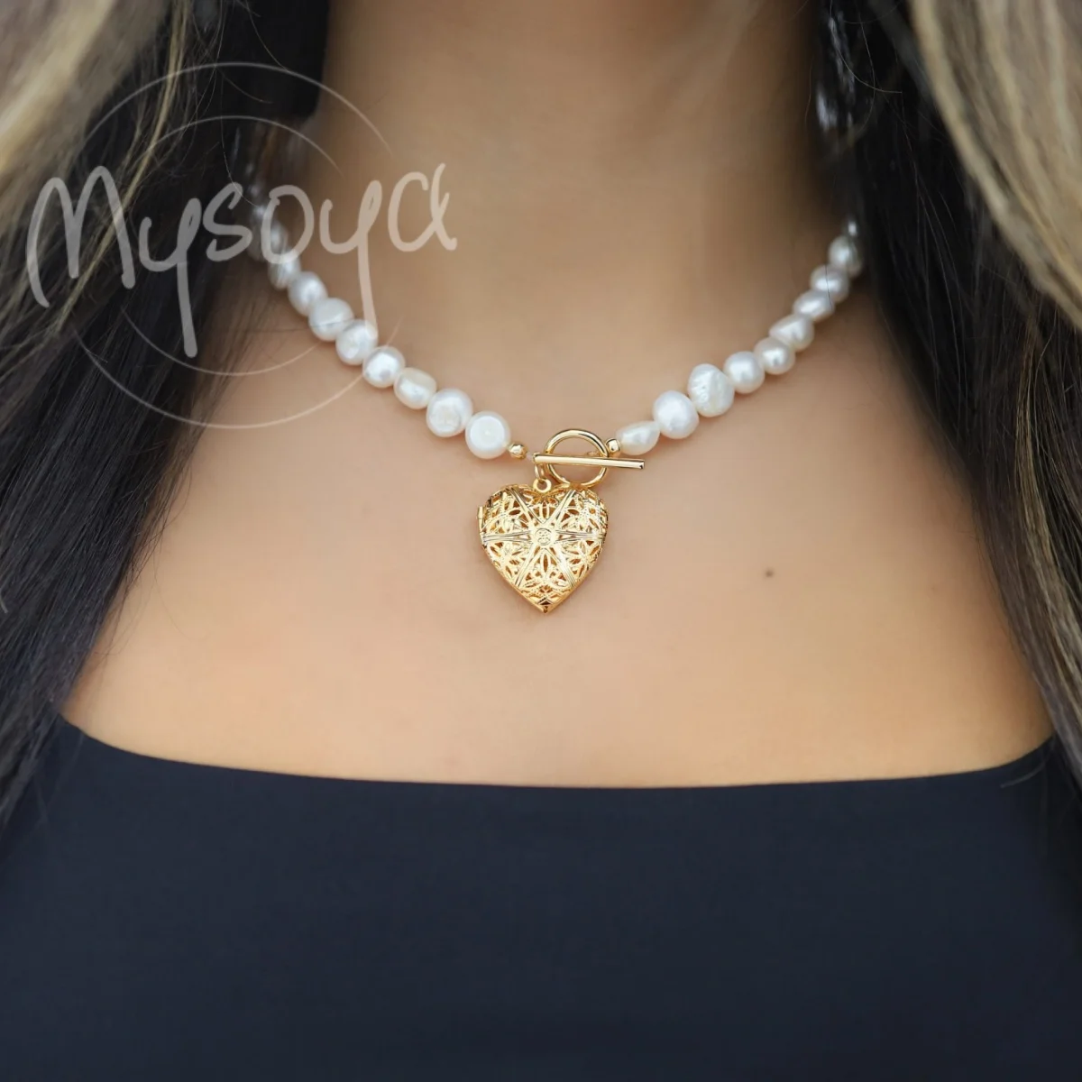 

Ожерелье Mysoya из пресноводного барочного жемчуга с подвеской в виде сердца, жемчужины 6-8 мм, для него/для нее, на дни рождения, свадьбы, День святого Валентина