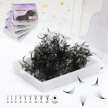 AGUUD 3D から 10D ファン薄いとがったベースロシアボリュームまつげエクステンションシャープな狭いステム既成ボリュームファンルースファンラッシュ