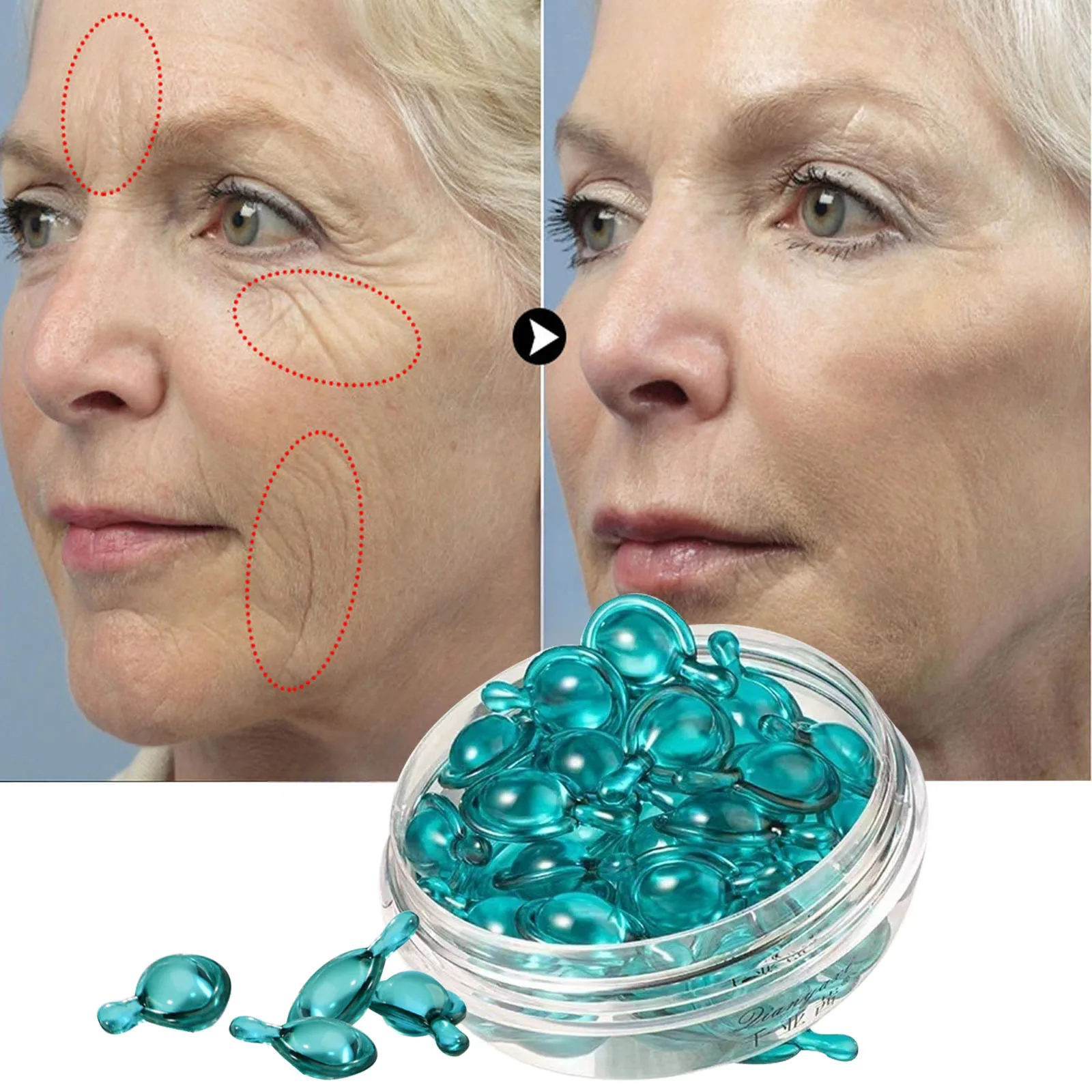 

Blue Copper Peptide Capsule Face Serum Wrinkle Remove Essence Tightens Night Moisturizing Radiant Rejuvenation Beauty Skin Care
