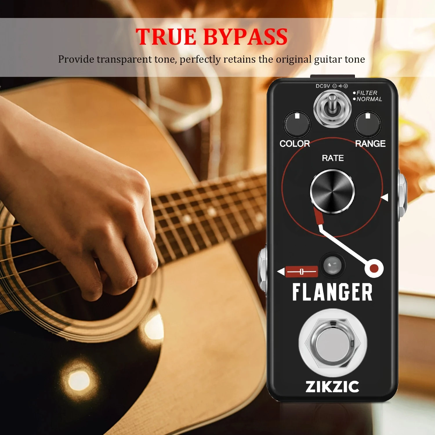 ZIKZIC Pedal Flanger gitar Pedal efek Vintage Ultimate Pedal efek Fliter Analog Bass efector True Bypass BF-3 dijual kembali ke sekolah