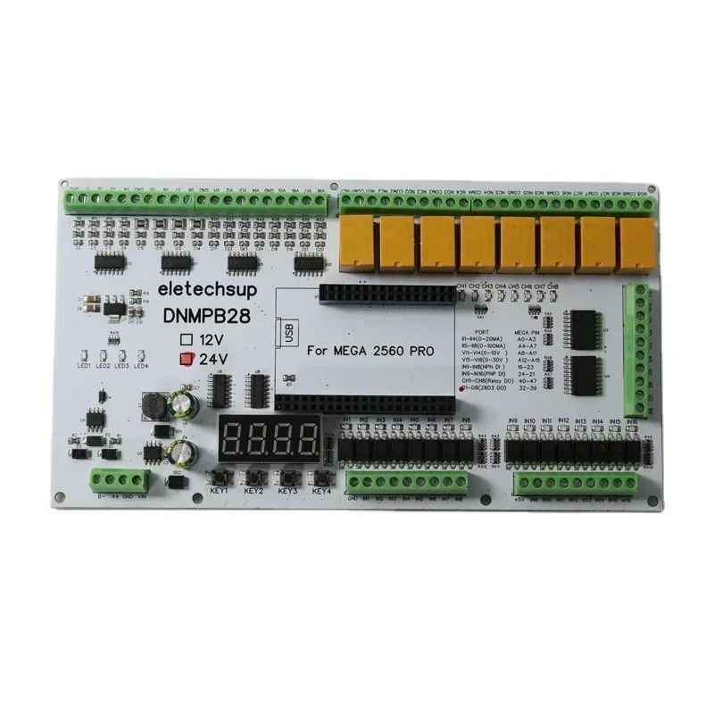 16AI-16DI-16DO 4-20MA 0-10V Current Voltage Dry Wet Contact MOS RS485 Relay 12V 24V MEGA2560 Pro Simple PLC IO Board