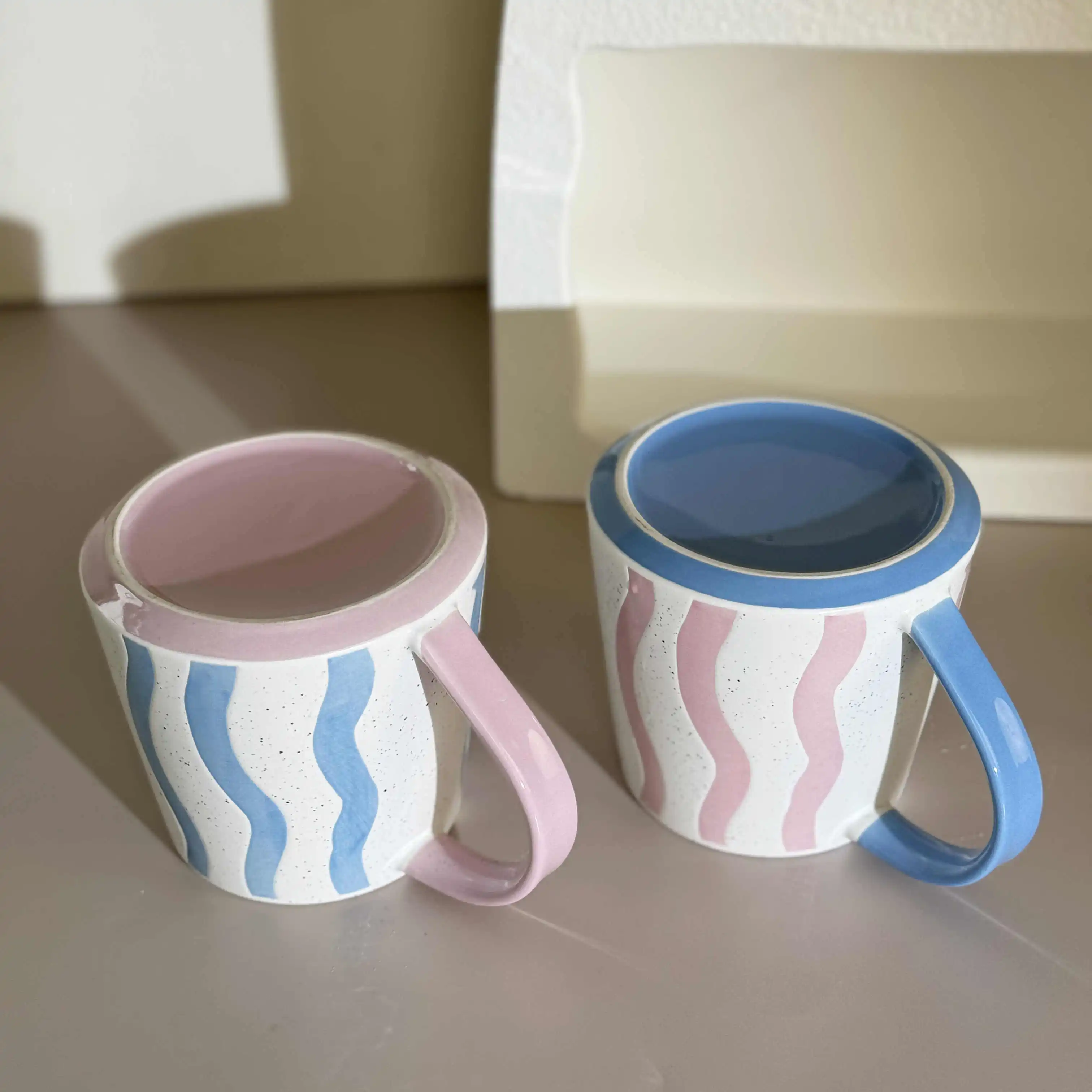 500ml Nordic Style Hand-painted Ceramic Mugs Solicing Color Large Capacity Breakfast Cup High Aesthetic Office Coffee Milk Mug