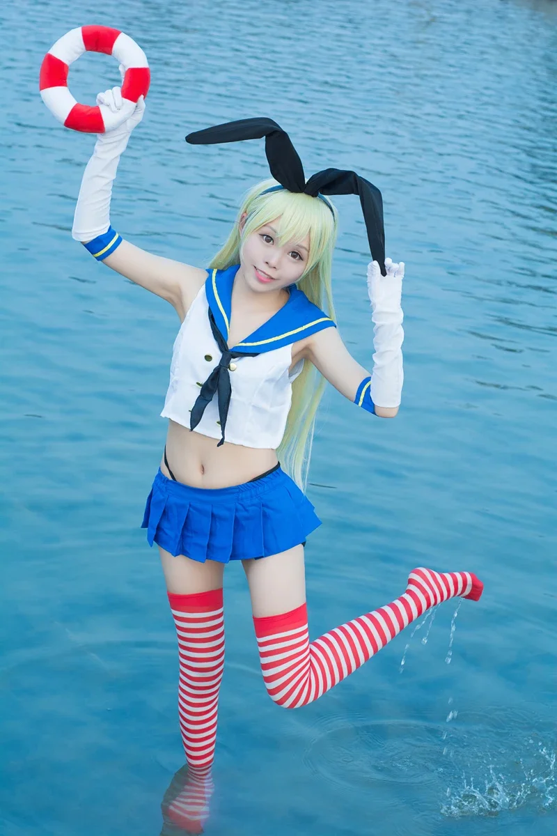 Shimakaze Cosplay Anime Kantai Collectie Shimakaze Cosplay Kostuum Meisjes Uniformen Pruik Matroos Pak Halloween Party