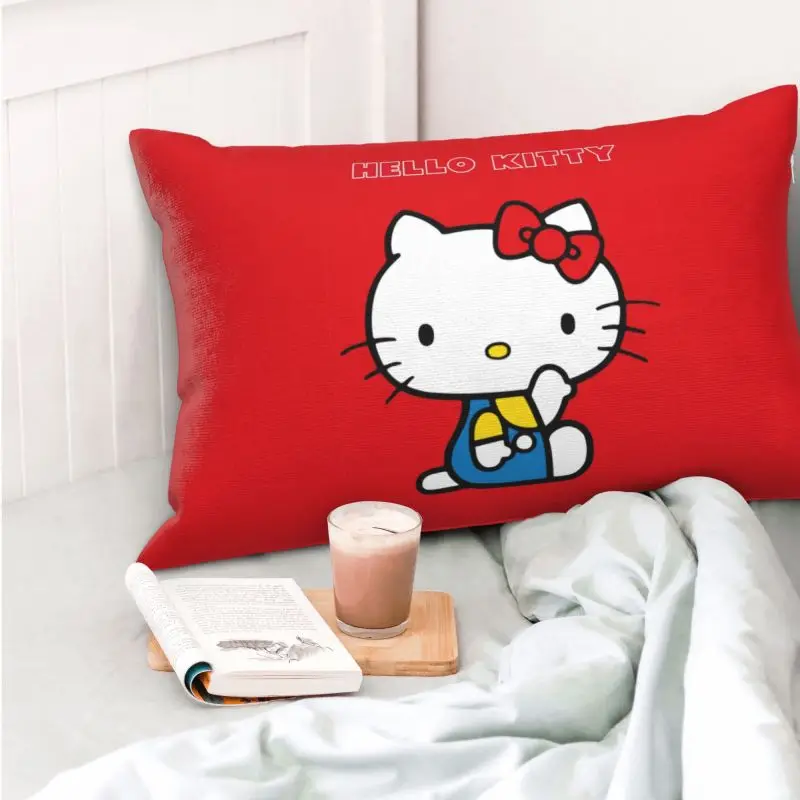 Custom Luxury Hello Kitty Manga Cat Cushion Covers 75cm x 50cm Polyester Pillowcase for Bed Sofa Rectangle Pillowcase