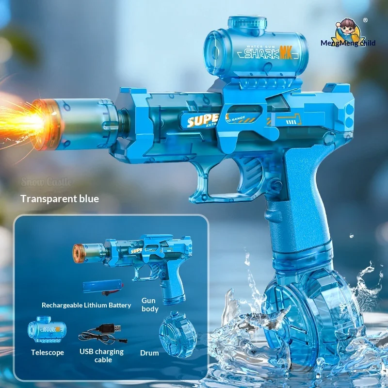 

New Fire Light Ice Rat Burst Electric Water Gun for Kids Pulse High Pressure Long Range Continuous Firing Water Blaster Toy
