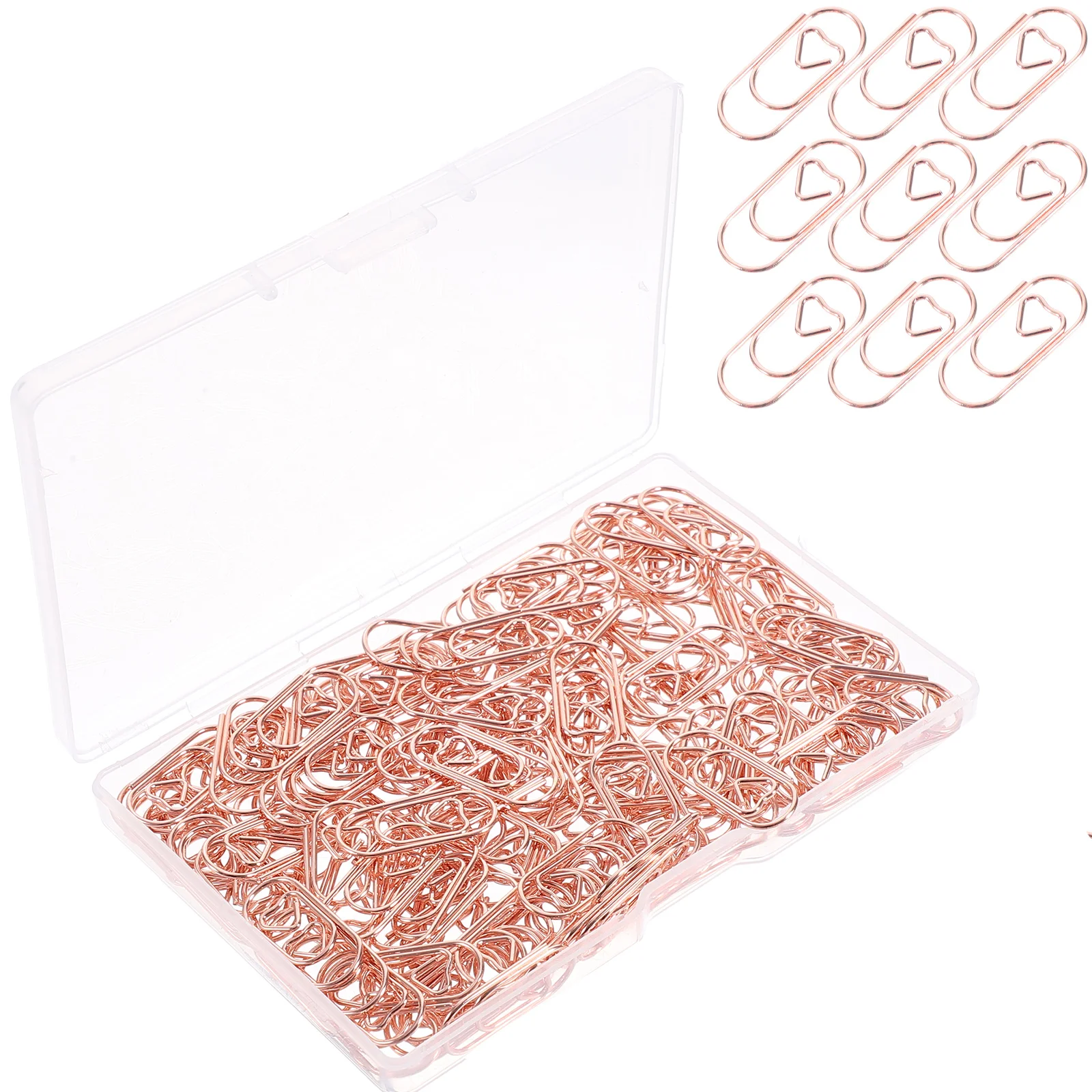 

150pcs Love Shaped Paper Clips Mini Metal Binder Cute Small Rose Gold 20mm Office Supplies Document Accessories Creative Shaped