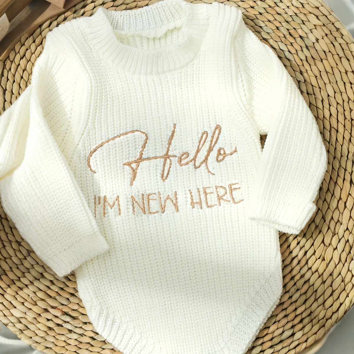 2pcs Newborn Knit Baby Sweater Bow Set Women's Baby Pullover Sweatshirt for Fall and Winter Baby Outfits image 6