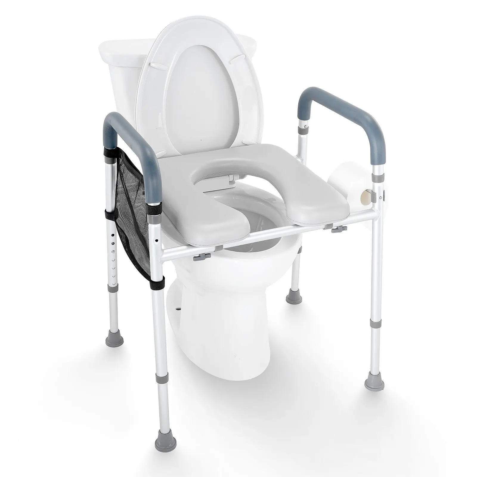 

Raised Toilet Seat, 7-Position Height Adjustment 19.3" - 25.2", 350lbs Weight Capacity, With Comfort Padded Aluminum Frame,