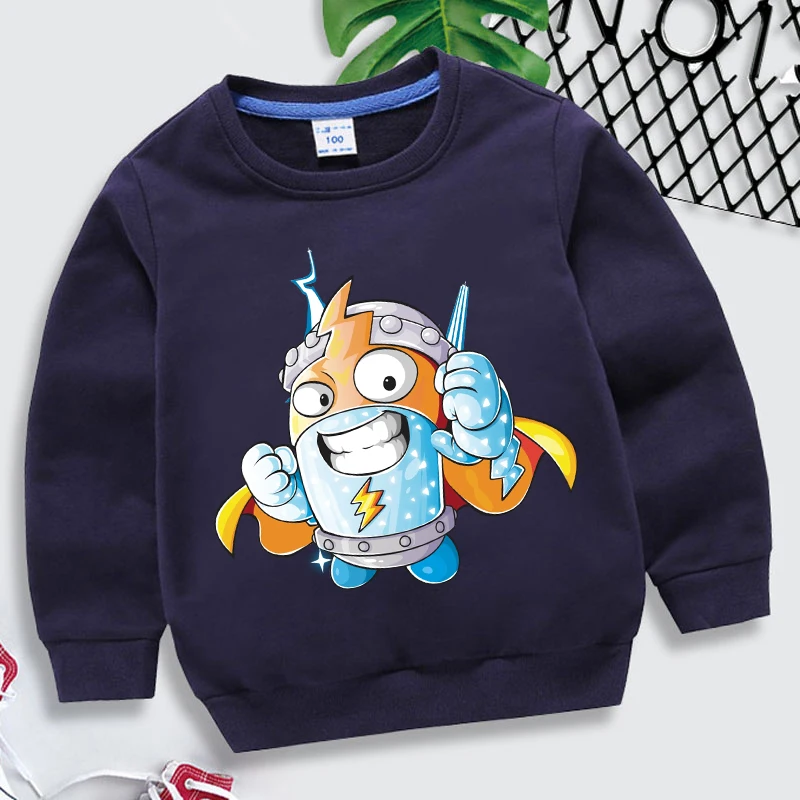 Kids SuperThings Cartoon Hoodies Pullovers Kids Boys Girls Clothes Baby Crew Neck Tops Cute Print Sweatshirt Children's Clothing