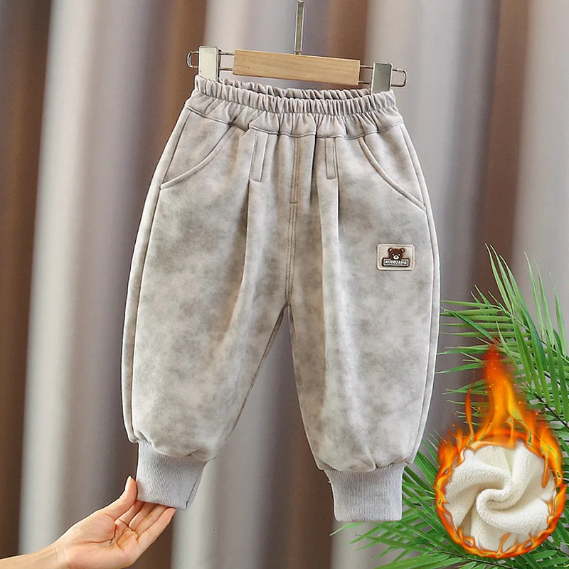 baby clothes long Pants Boys' flannel pants for autumn/winter stylish boy's/girls' clothing extra thick lamb fleece warm pants