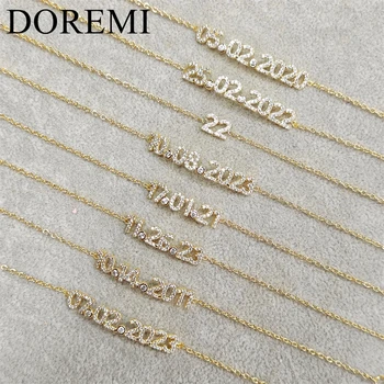 DOREMI Custom Name Date Bracelet Crystal Birthstone 6MM Number Kids Jewelry Engagement Bracelet for Jewelry Gift